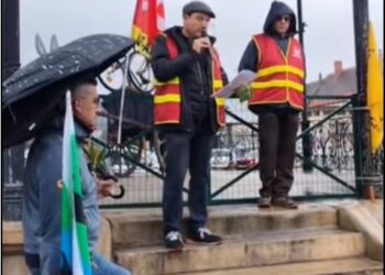 Saint-Amand : prise de parole de Dominique Larduinat, secrétaire général de l&rsquo;Union Locale CGT
